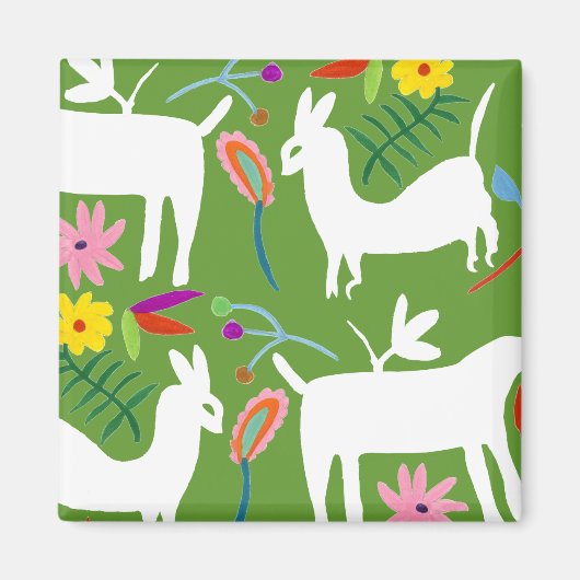 Modern Otomi-ontwerp | Ontwerp van Llama Donkey Magneet (Voorkant)
