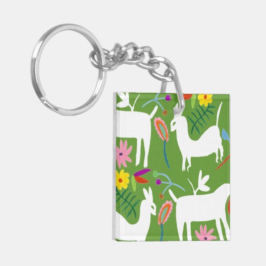 Modern Otomi-ontwerp | Ontwerp van Llama Donkey Sleutelhanger (Voorkant Links)