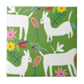 Modern Otomi-ontwerp | Ontwerp van Llama Donkey Tegeltje (Voorkant)