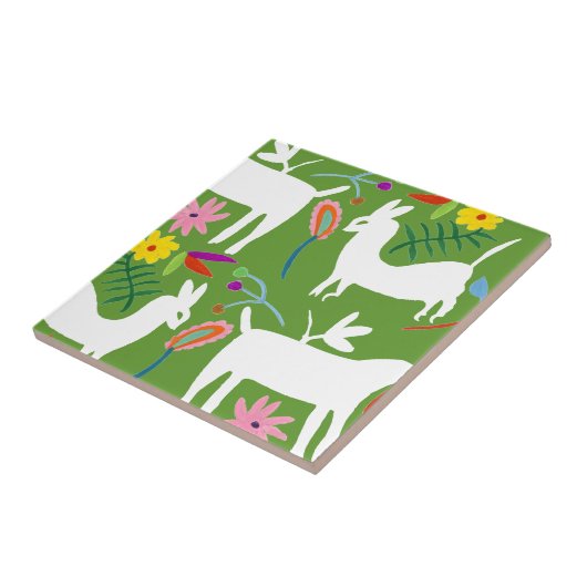 Modern Otomi-ontwerp | Ontwerp van Llama Donkey Tegeltje (Zijkant)