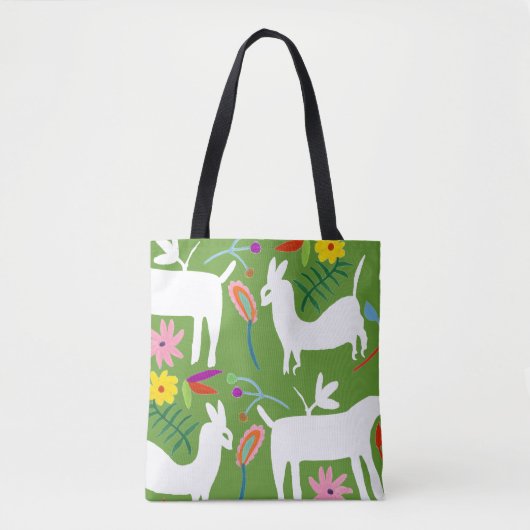 Modern Otomi-ontwerp | Ontwerp van Llama Donkey Tote Bag (Voorkant)