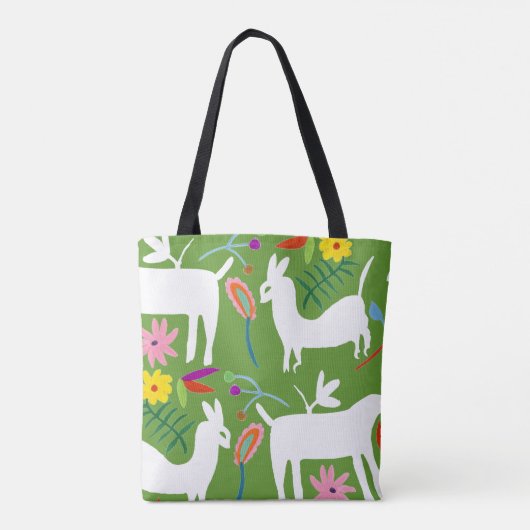Modern Otomi-ontwerp | Ontwerp van Llama Donkey Tote Bag (Achterkant)