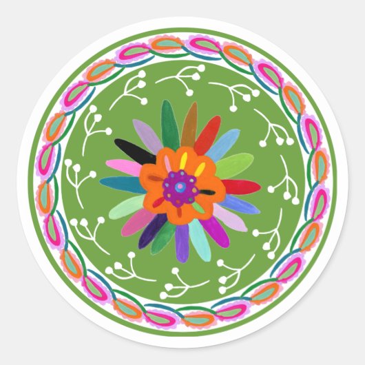 Modern Otomi-ontwerp Ronde Sticker (Voorkant)