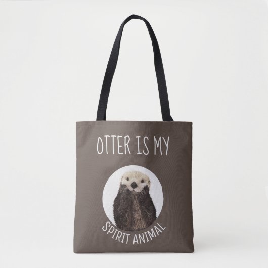 Modern Otter is mijn Spirit Animal Brown Tote Bag (Voorkant)