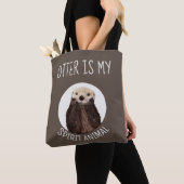 Modern Otter is mijn Spirit Animal Brown Tote Bag (Dichtbij)