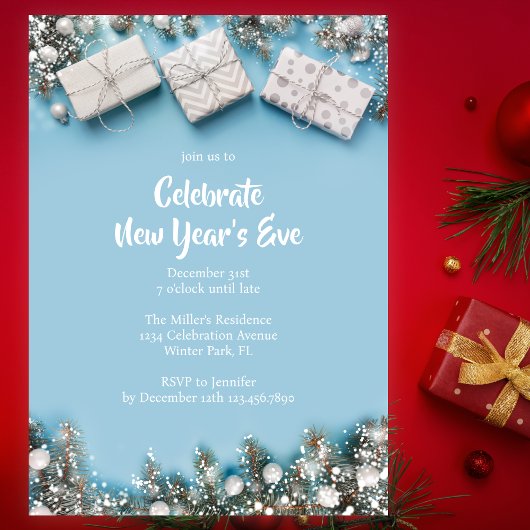 Modern Oud en Nieuw 2025 Feest Kaart