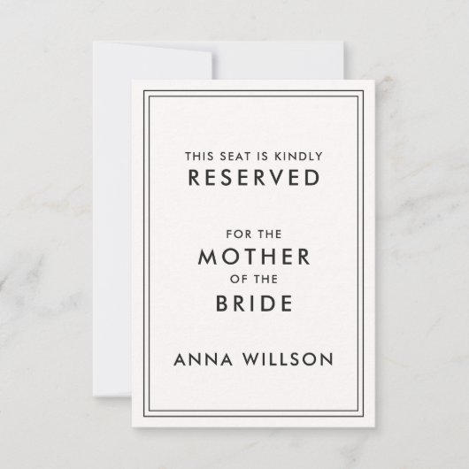 Modern | Oud geld gereserveerde stoel Label (Voorkant)