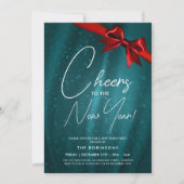 Modern Oudejaarsavond Blauwgroen Sparkle Sequin bo Kaart (Voorkant)