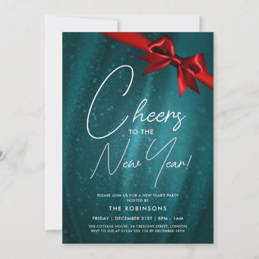 Modern Oudejaarsavond Blauwgroen Sparkle Sequin bo Kaart (Voorkant)