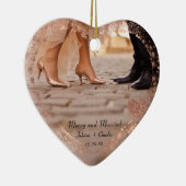 Modern Our First Christmas As Mr & Mrs gold heart Keramisch Ornament (Rechts)