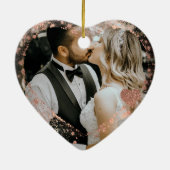 Modern Our First Christmas As Mr & Mrs gold heart Keramisch Ornament (Achterkant)