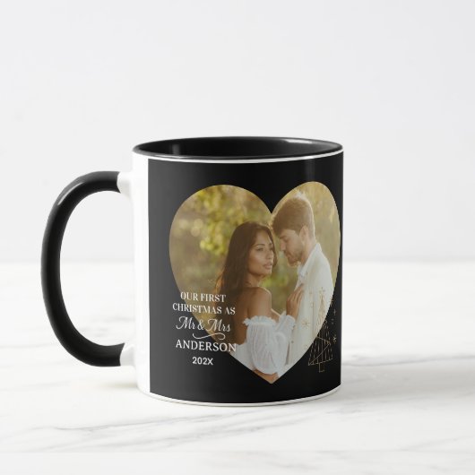 Modern Our First Christmas as Mr & Mrs Heart Photo Mok (Links)