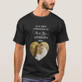 Modern Our First Christmas as Mr & Mrs Heart Photo T-shirt (Voorkant)