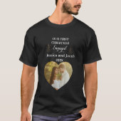 Modern Our First Christmas Engaged Heart Photo T-shirt (Voorkant)