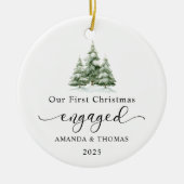 Modern Our First Christmas Engaged Photo Keramisch Ornament (Voorkant)