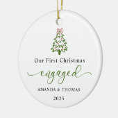 Modern Our First Christmas Engaged Photo Keramisch Ornament (Links)