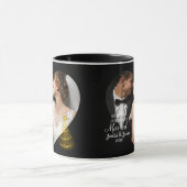 Modern Our First Christmas Married Heart Photo Mok (Midden)