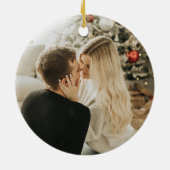 Modern Our First Christmas Married Photo Keramisch Ornament (Achterkant)
