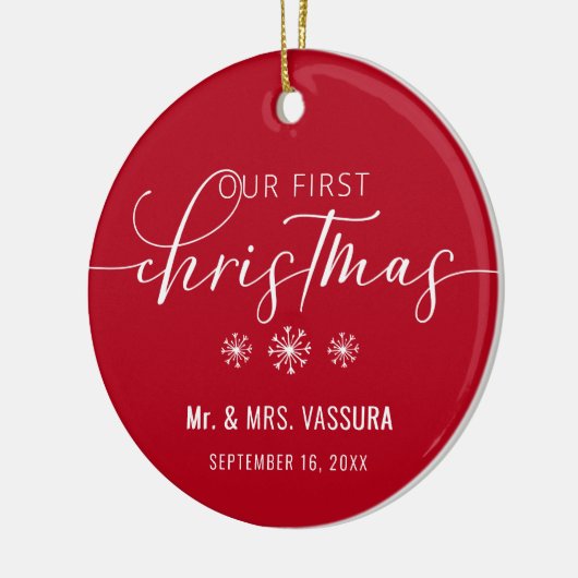 Modern Our First Kerstman Mr en Mrs Photo Keramisch Ornament (Links)