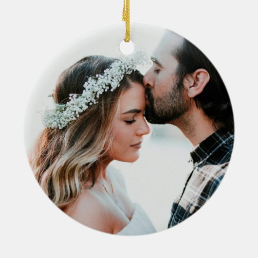 Modern Our First Kerstman Mr en Mrs Photo Keramisch Ornament (Achterkant)