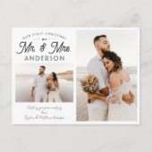 Modern Our First Kerstman Mr en Mrs Two Foto Aankondigingskaart (Voorkant)