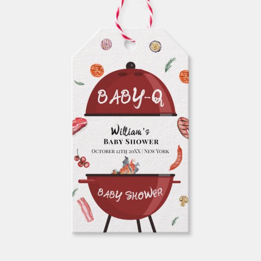 Modern Outdoor Achtertuin BBQ Baby shower Cadeaulabel (Voorkant)