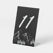 Modern Outdoor Mountain Pine Tree Tafelnummer Reclamebord Met Voetstuk (Voorkant)