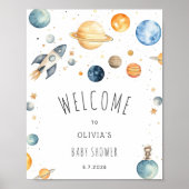Modern Outer Space Baby shower Welkom Poster (Voorkant)