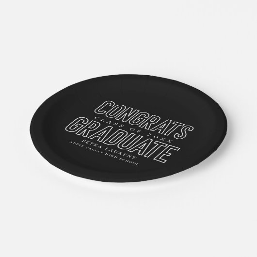 Modern Outline Typography Graduation Party Papieren Bordje (Gekanteld)