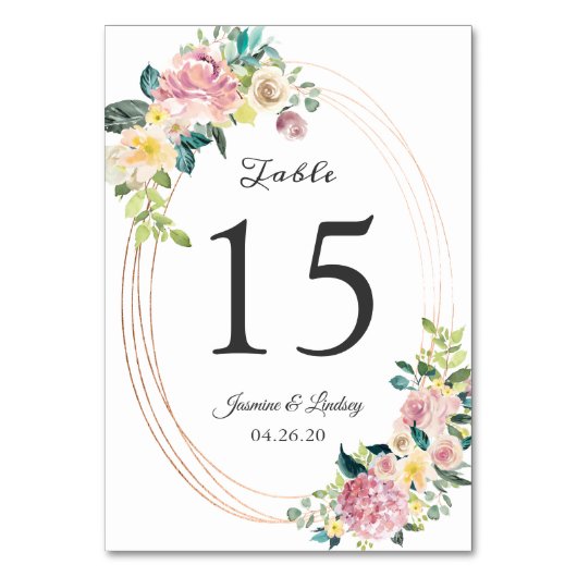 Modern Ovaal Lijst Pastel Floral Wedding Kaart (Voorkant)