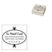 Modern ovaal lint familienaam Return Address Rubberstempel (Gestempeld)