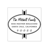 Modern ovaal lint familienaam Return Address Rubberstempel (Afrduk)
