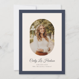 Modern Oval Blue High School Photo Graduate Aankondiging