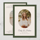 Modern Oval Green High School Photo Graduate Aankondiging (Voorkant / Achterkant)