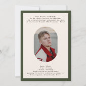 Modern Oval Green High School Photo Graduate Aankondiging (Achterkant)