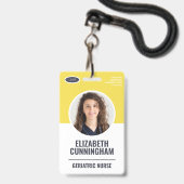Modern Oval Logo Employee Photo Name Barcode Badge (Voorkant met koord)