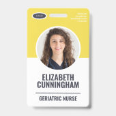 Modern Oval Logo Employee Photo Name Barcode Badge (Voorkant)