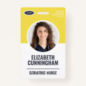 Modern Oval Logo Employee Photo Name Barcode Badge (Voorkant)