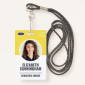 Modern Oval Logo Employee Photo Name Barcode Badge (Voorkant met draagriem)
