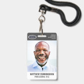 Modern Oval Logo Employee Photo Name Barcode Badge (Voorkant met koord)