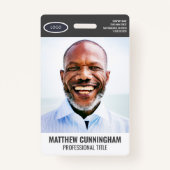 Modern Oval Logo Employee Photo Name Barcode Badge (Voorkant)