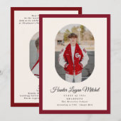 Modern Oval Red High School Photo Graduation Kaart (Voorkant / Achterkant)