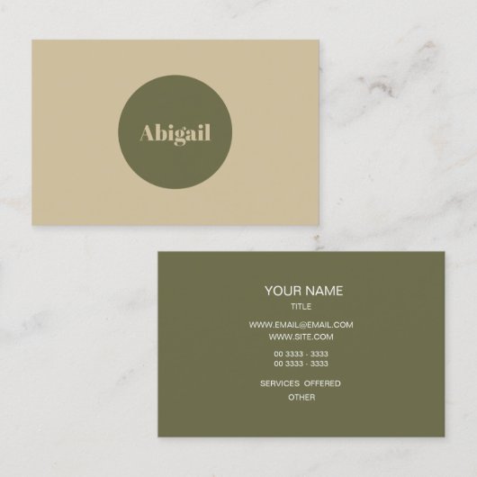 Modern Ovale Olive Branch Visitekaartje (Voorkant / Achterkant)