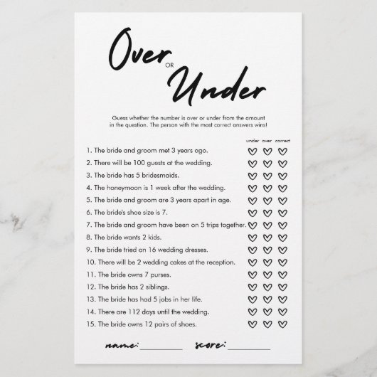 Modern over of onder Vrijgezellenfeest spel Kaart (Voorkant)