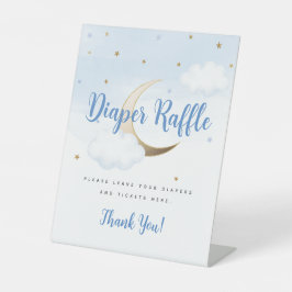 Modern Over the Moon Diaper Raffle Pedestal Sign Reclamebord Met Voetstuk
