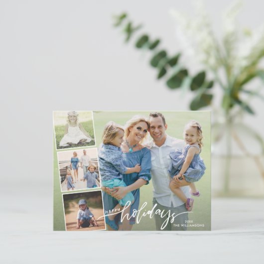 Modern overhandig prettige feestdagen (plural:) de briefkaart (Staand voorkant)