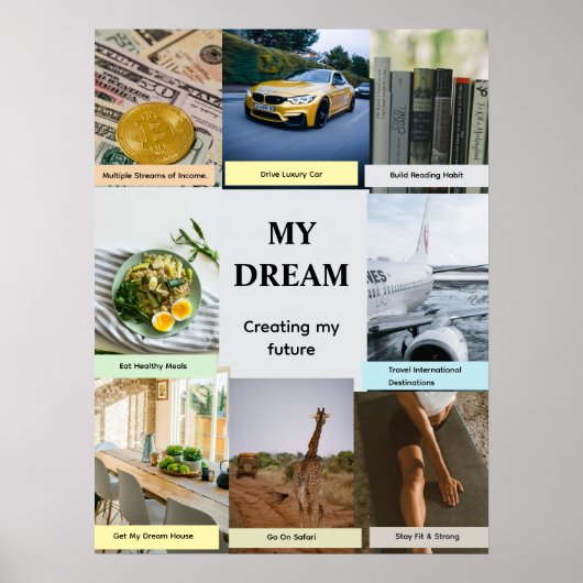 Modern Overlap Grid Vision Board Poster (Voorkant)