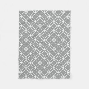 Modern Overlapping Circles Patroon Grijs en Wit Fleece Deken