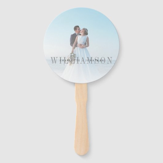 Modern Overlay Front & Back Photo Wedding Ceremony Handwaaier (Voorkant)