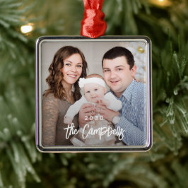 Modern Overlay Personalized Fotoversienummer Metalen Ornament
